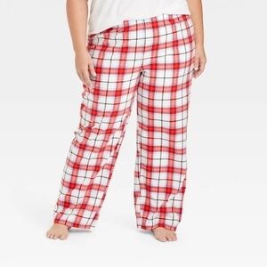 Plaid Women's Sleep Pants - Red and White